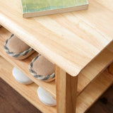 31.5" Storage Bench Wooden Shoe Bench Rustic Solid Wood Entryway Bench