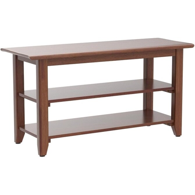 31.5" Storage Bench Wooden Shoe Bench Rustic Solid Wood Entryway Bench
