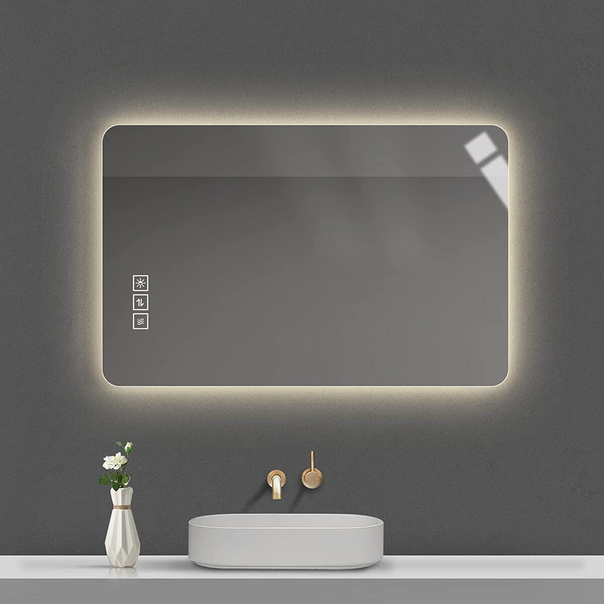 31.5" x 23.6" Wall Mounted Bathroom Mirror with LED Light and Anti-Fog