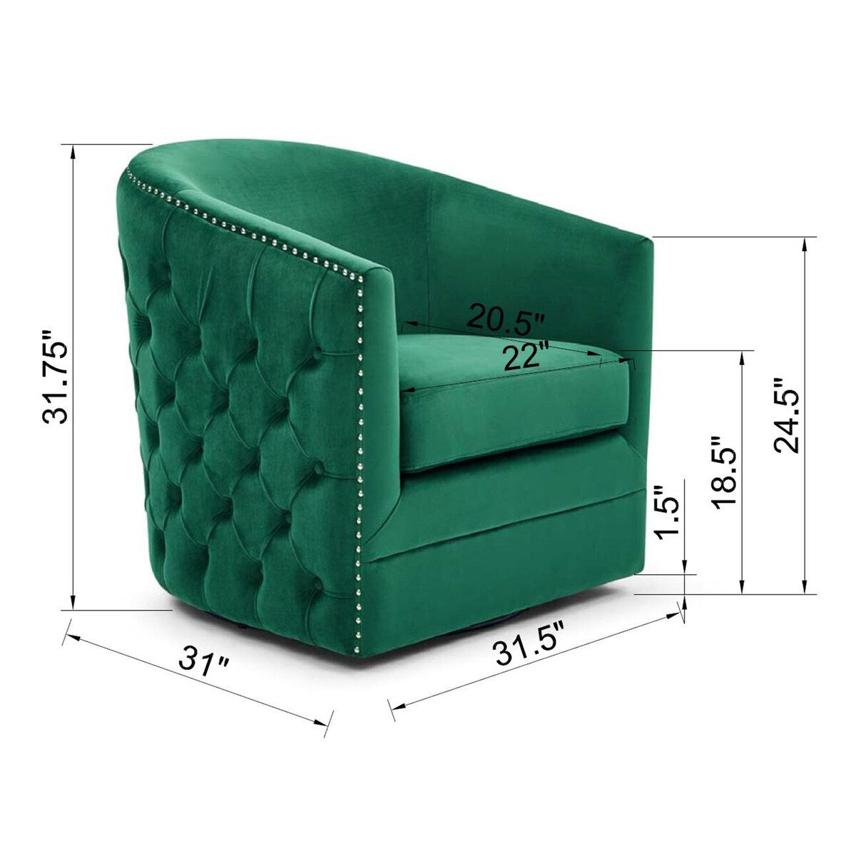 Accent Chair Sofa Chair Velvet 360 Swivel