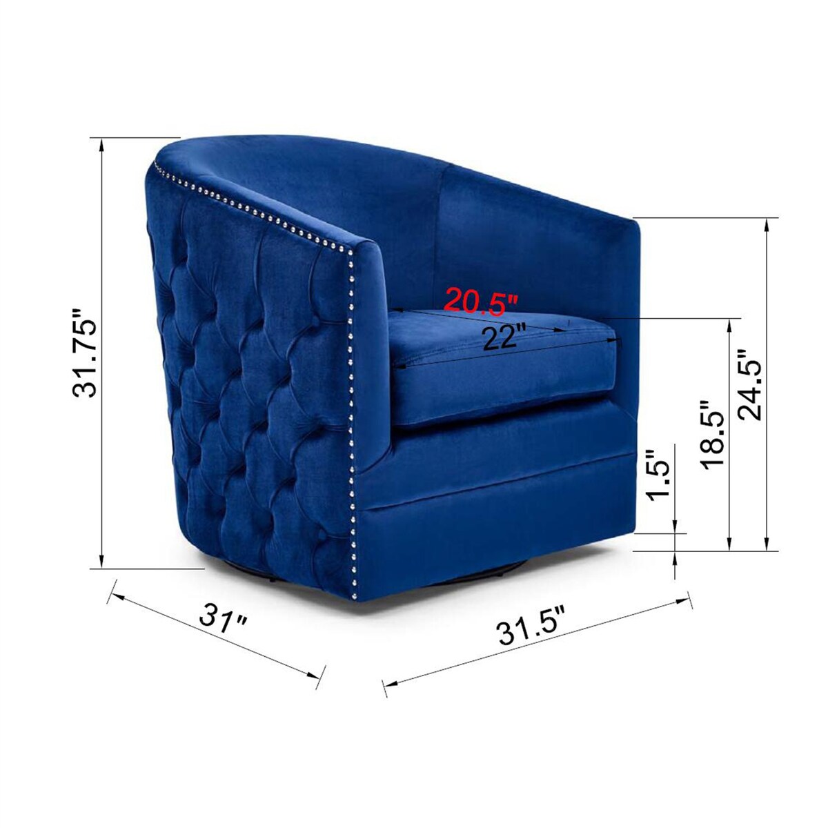 Accent Chair Sofa Chair Velvet 360 Swivel
