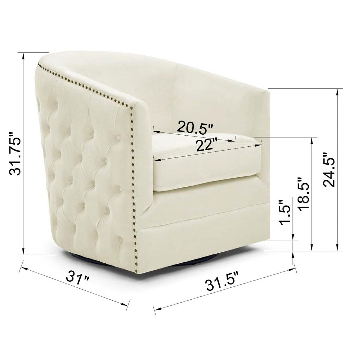 Accent Chair Sofa Chair Velvet 360 Swivel