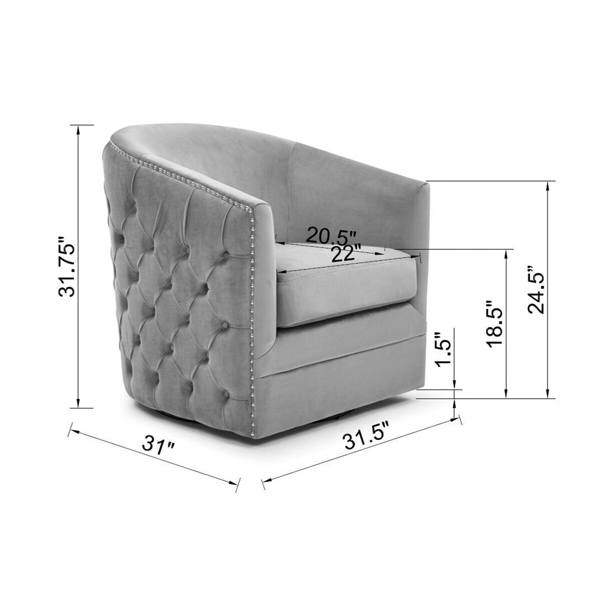 Accent Chair Sofa Chair Velvet 360 Swivel
