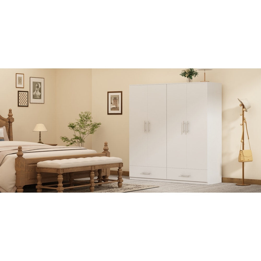 31.5"W x 66.9"H Wardrobe Armoire Cloest with Drawer In Black,White