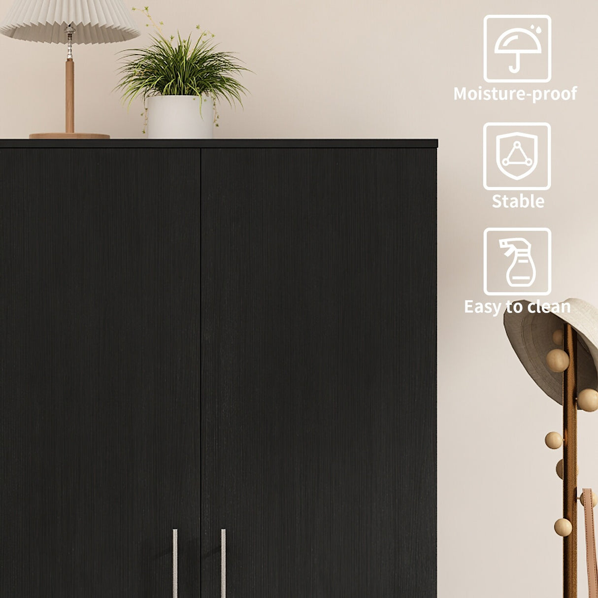 31.5"W x 66.9"H Wardrobe Armoire Cloest with Drawer In Black,White
