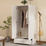 31.5"W x 66.9"H Wardrobe Armoire Cloest with Drawer In Black,White