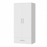 31.5"W x 66.9"H Wardrobe Armoire Cloest with Drawer In Black,White