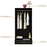 31.5"W x 66.9"H Wardrobe Armoire Cloest with Drawer In Black,White