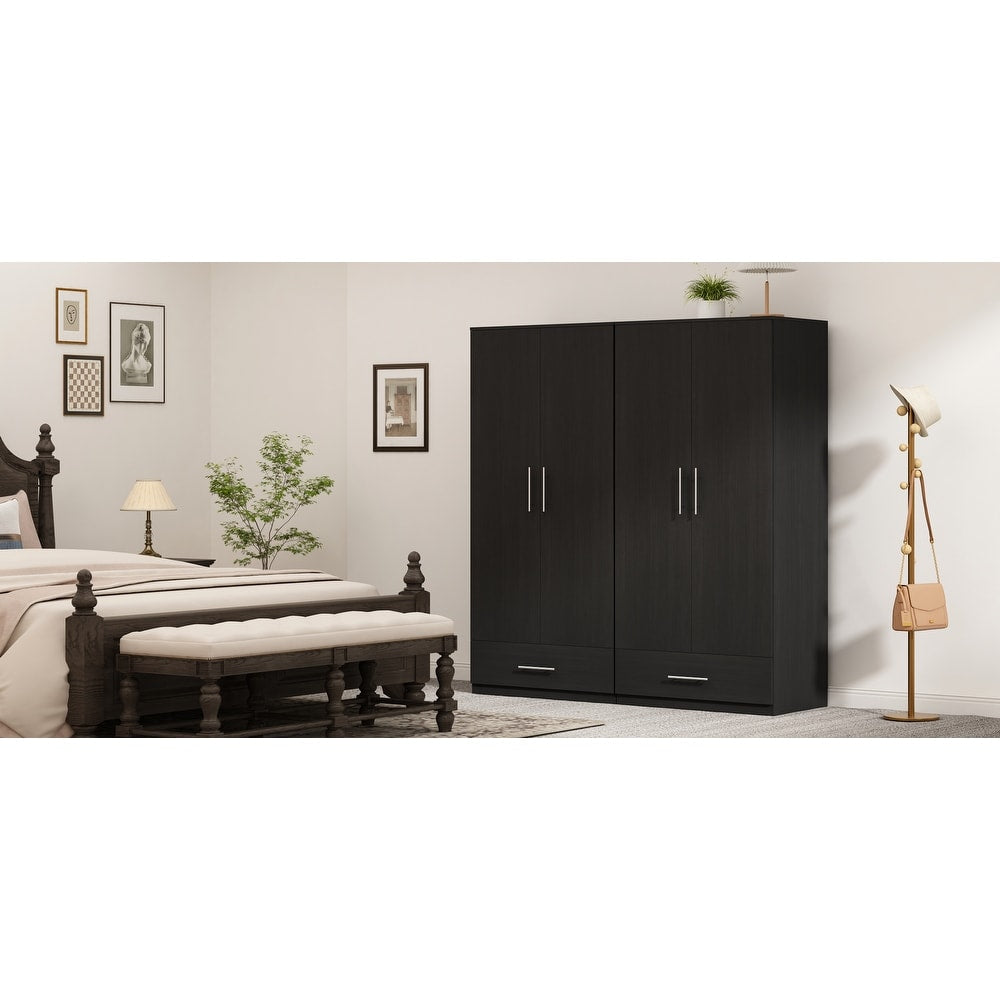 31.5"W x 66.9"H Wardrobe Armoire Cloest with Drawer In Black,White