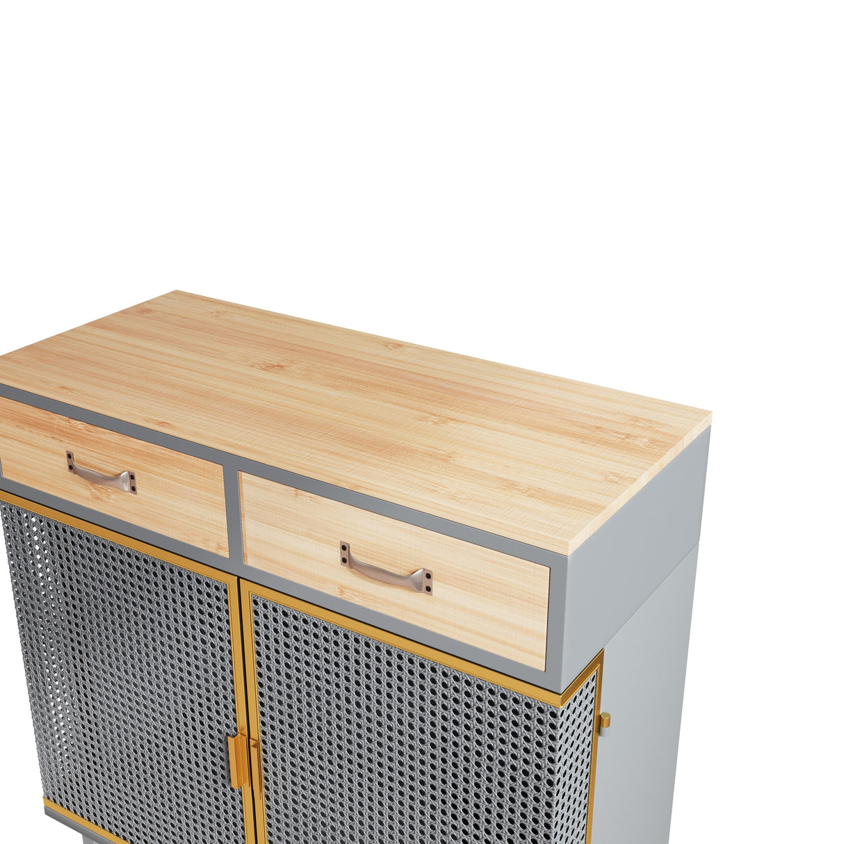 31.5'' W Credenzas and Sideboards, Buffet Cabinet with 2 Drawers and Cabinet, Made of Iron and Carbonized Bamboo