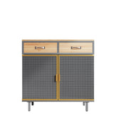 31.5'' W Credenzas and Sideboards, Buffet Cabinet with 2 Drawers and Cabinet, Made of Iron and Carbonized Bamboo