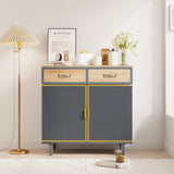 31.5'' W Credenzas and Sideboards, Buffet Cabinet with 2 Drawers and Cabinet, Made of Iron and Carbonized Bamboo