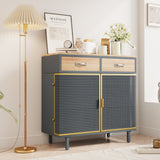 31.5'' W Credenzas and Sideboards, Buffet Cabinet with 2 Drawers and Cabinet, Made of Iron and Carbonized Bamboo