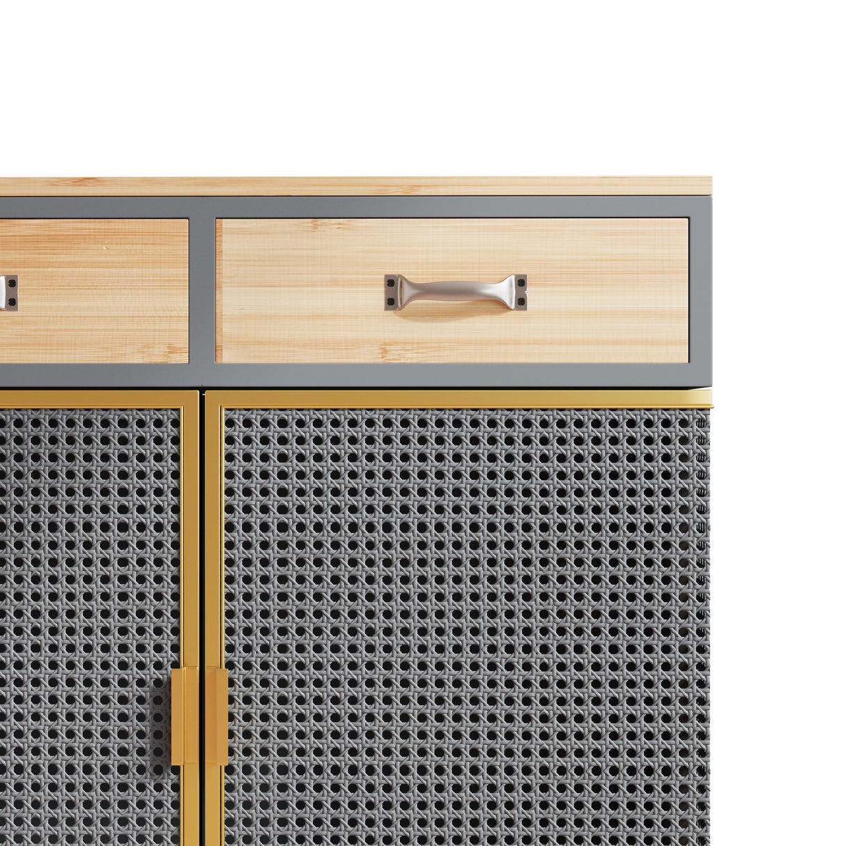 31.5'' W Credenzas and Sideboards, Buffet Cabinet with 2 Drawers and Cabinet, Made of Iron and Carbonized Bamboo