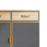 31.5'' W Credenzas and Sideboards, Buffet Cabinet with 2 Drawers and Cabinet, Made of Iron and Carbonized Bamboo