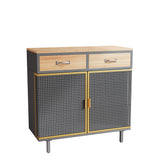 31.5'' W Credenzas and Sideboards, Buffet Cabinet with 2 Drawers and Cabinet, Made of Iron and Carbonized Bamboo