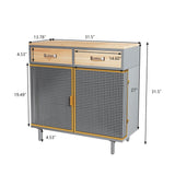 31.5'' W Credenzas and Sideboards, Buffet Cabinet with 2 Drawers and Cabinet, Made of Iron and Carbonized Bamboo