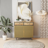 31.5'' W Credenzas and Sideboards, Buffet Cabinet with 2 Drawers and Cabinet, Made of Iron and Carbonized Bamboo