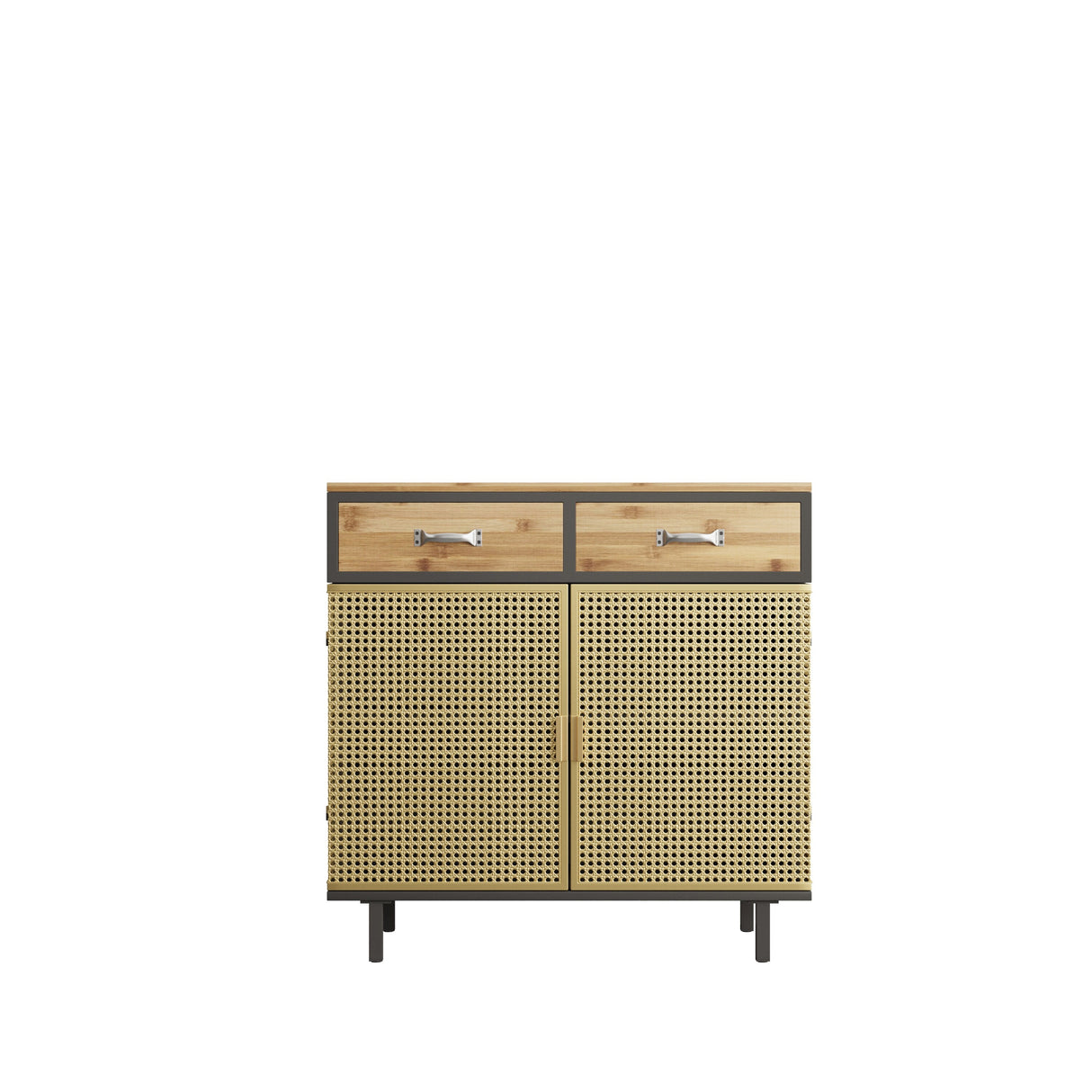31.5'' W Credenzas and Sideboards, Buffet Cabinet with 2 Drawers and Cabinet, Made of Iron and Carbonized Bamboo