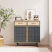 31.5'' W Credenzas and Sideboards, Buffet Cabinet with 2 Drawers and Cabinet, Made of Iron and Carbonized Bamboo