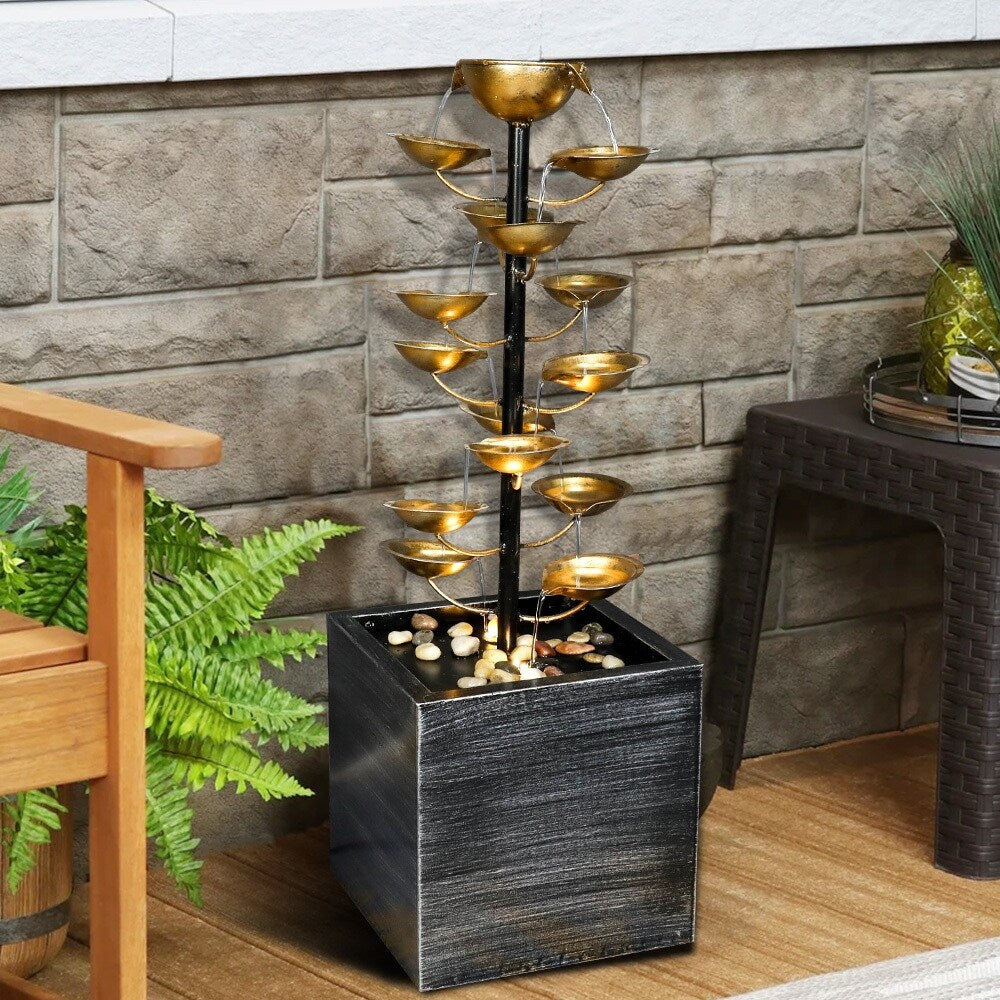 31" Gold Iron Rustic Outdoor Fountain