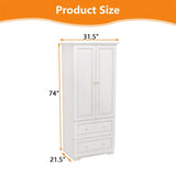 31"W Wardrobe with drawers and 2 doors,Closet Wardrobe,Armoire Wardrobe Closet with Hanging Rod