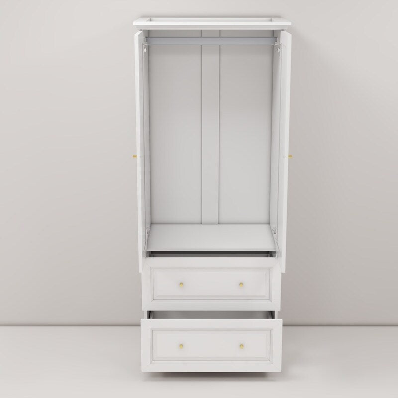 31"W Wardrobe with drawers and 2 doors,Closet Wardrobe,Armoire Wardrobe Closet with Hanging Rod
