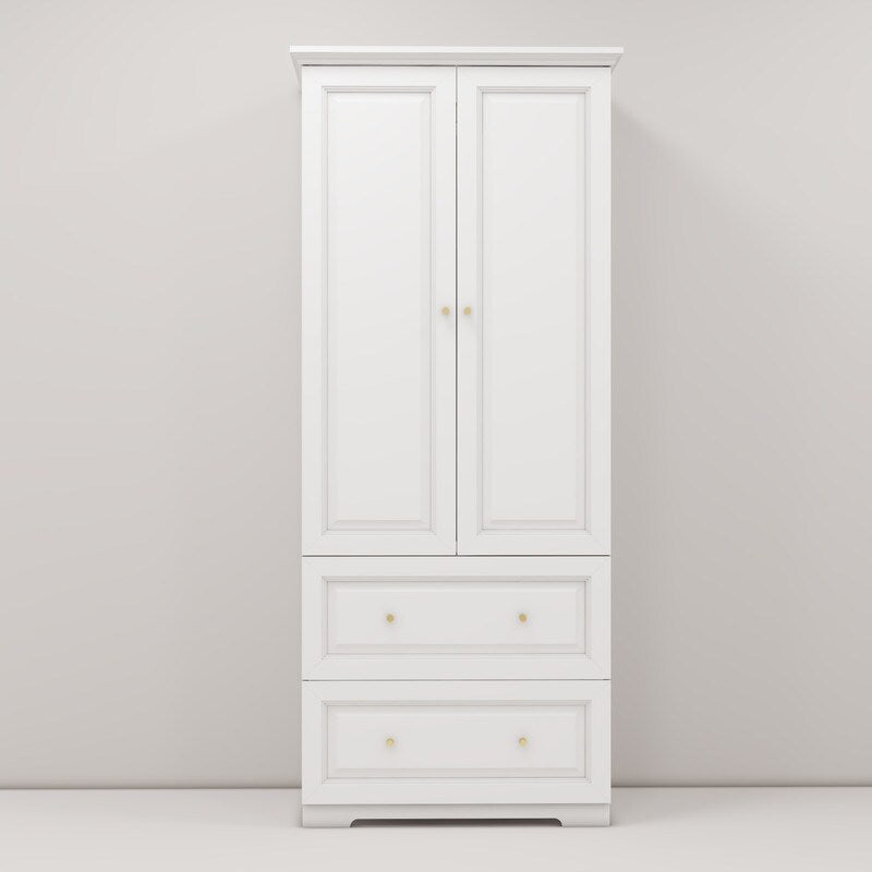 31"W Wardrobe with drawers and 2 doors,Closet Wardrobe,Armoire Wardrobe Closet with Hanging Rod
