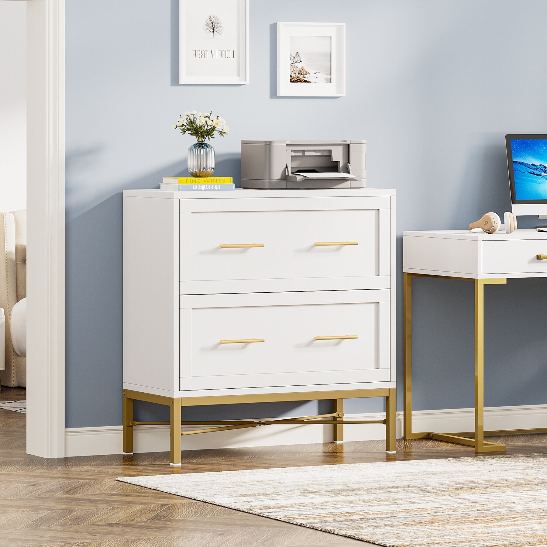 32 Inch File Cabinet Modern 2 Drawer Lateral Filing Cabinet for Lette Overstock