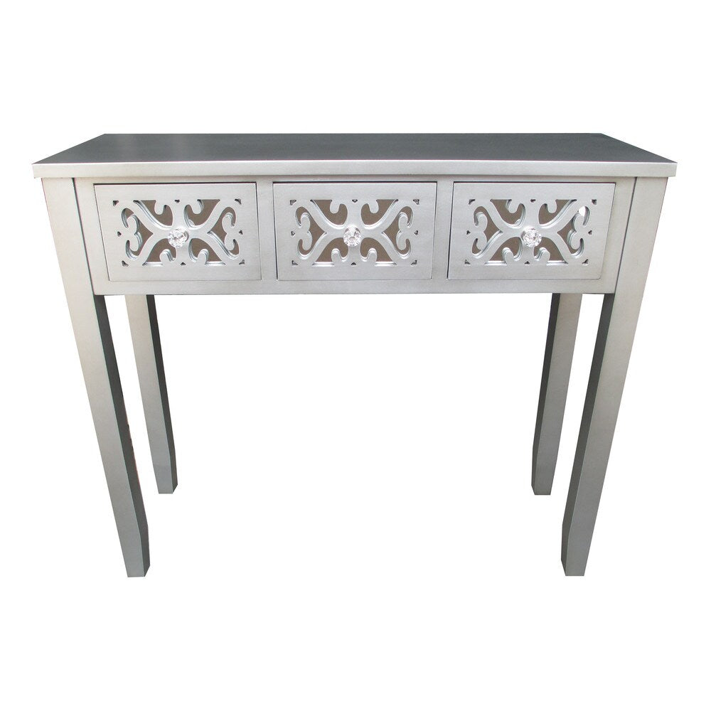 Jeco Grey Wooden 32-inch 3-drawer Console Table