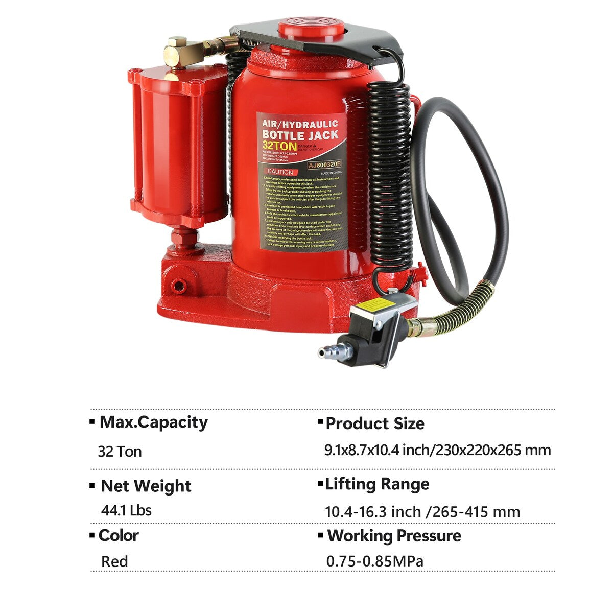 32-Ton Hydraulic Bottle Jack Air-Operated Bottle Jack Lift