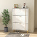 32 "W Entrance Flip Shoe Cabinet with Gold Stripe, 3 Drawers Light Luxury Vertical Shoe Rack