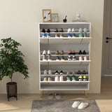 32 "W Entrance Flip Shoe Cabinet with Gold Stripe, 3 Drawers Light Luxury Vertical Shoe Rack