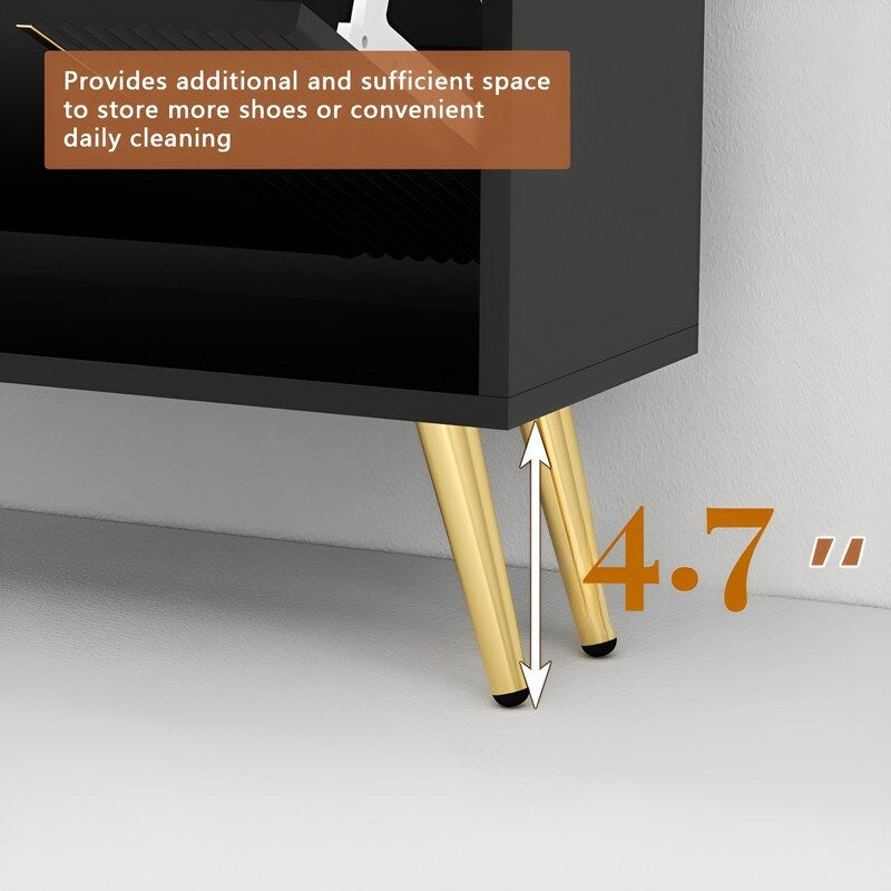 32 "W Entrance Flip Shoe Cabinet with Gold Stripe, 3 Drawers Light Luxury Vertical Shoe Rack
