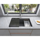 32 in. Black Stainless Steel ALL-IN-ONE Workstation 16-Gauge Undermount Single Bowl Kitchen Sink w/ Build-in Ledge Accessories