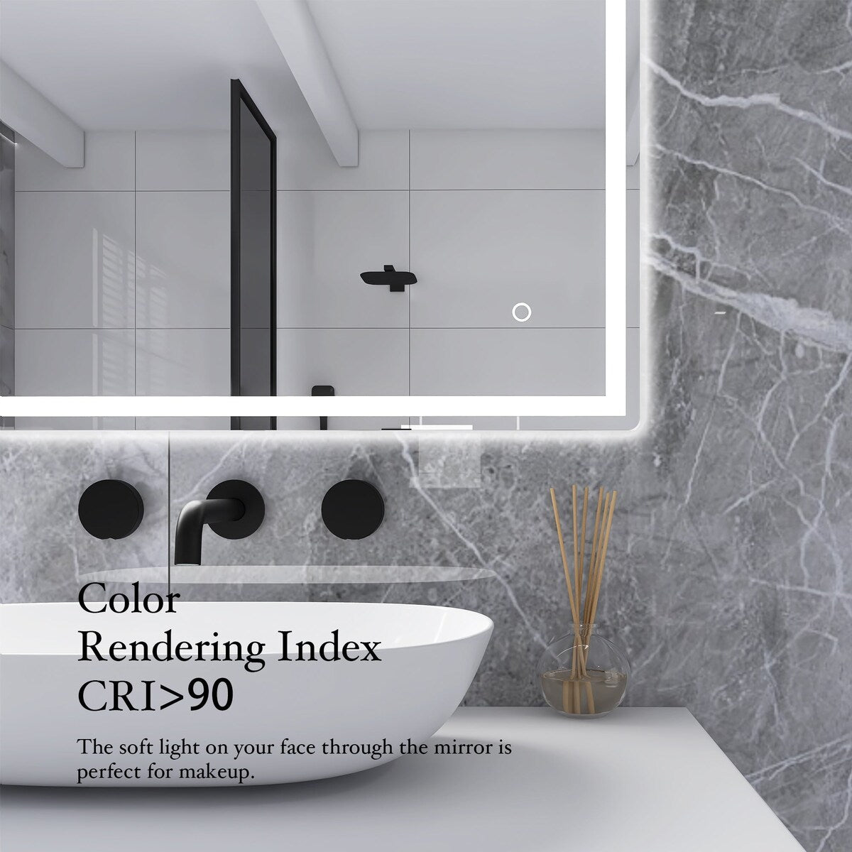 32 in. W x 24 in. H Rectangular Frameless Bluetooth Music Anti-Fog LED Light Bathroom Vanity Mirror - 32x24"
