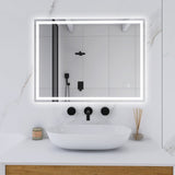 32 in. W x 24 in. H Rectangular Frameless Bluetooth Music Anti-Fog LED Light Bathroom Vanity Mirror - 32x24"