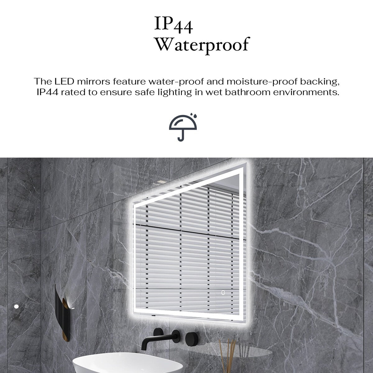 32 in. W x 24 in. H Rectangular Frameless Bluetooth Music Anti-Fog LED Light Bathroom Vanity Mirror - 32x24"