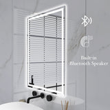 32 in. W x 24 in. H Rectangular Frameless Bluetooth Music Anti-Fog LED Light Bathroom Vanity Mirror - 32x24"