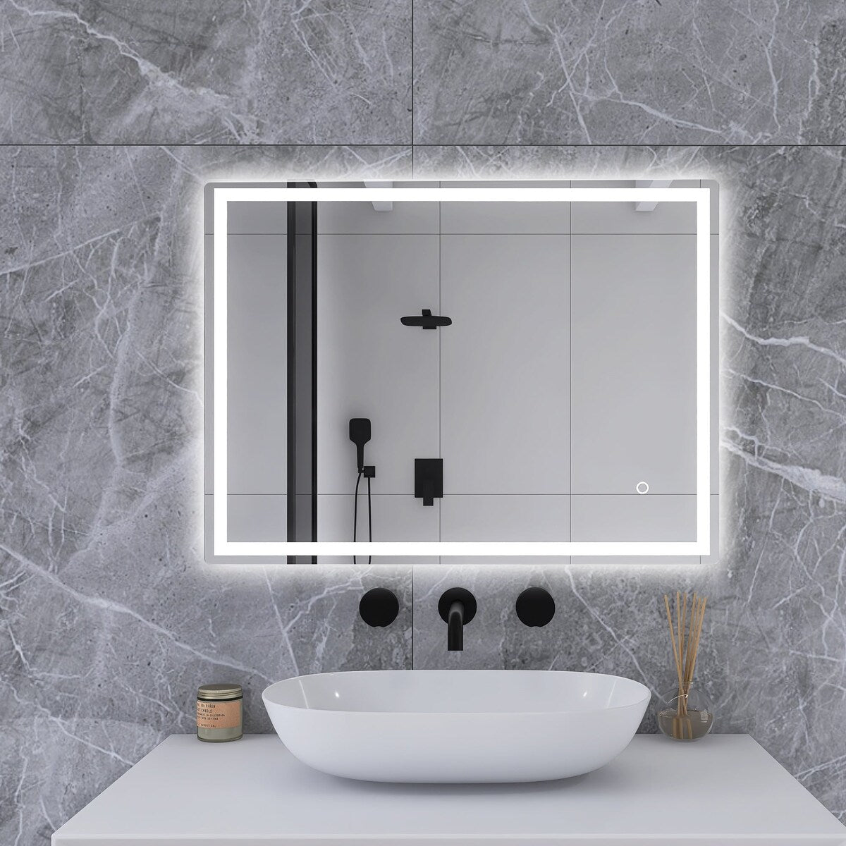 32 in. W x 24 in. H Rectangular Frameless Bluetooth Music Anti-Fog LED Light Bathroom Vanity Mirror - 32x24"