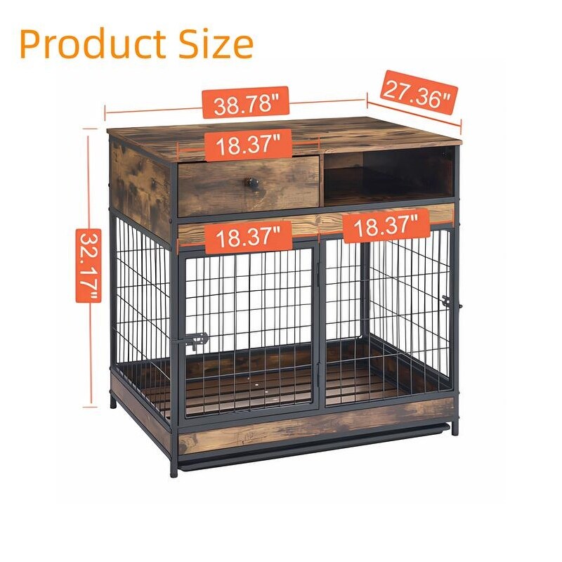 32.17'' H Furniture Dog Cage Crate with Double Doors