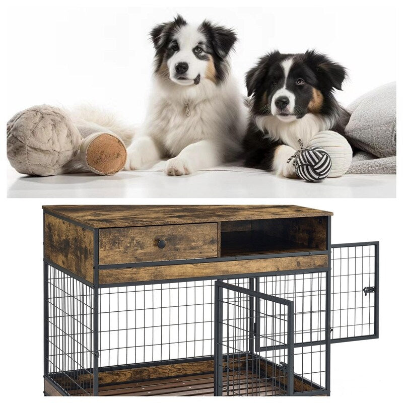32.17'' H Furniture Dog Cage Crate with Double Doors