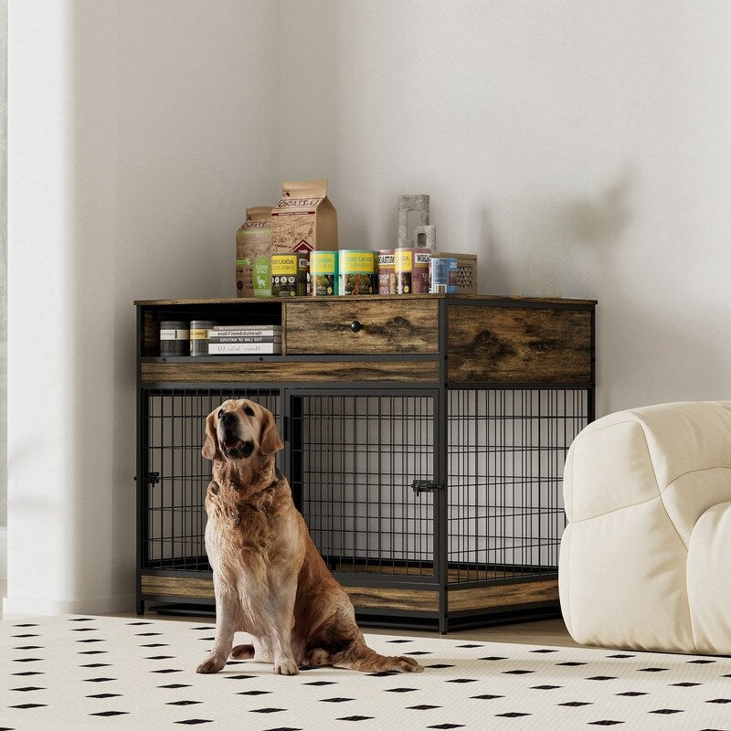 32.17'' H Furniture Dog Cage Crate with Double Doors