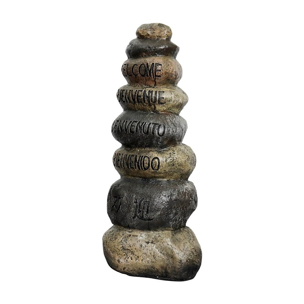 32.2in Stacking stones Garden Statues, Welcome Signs in Five Languages