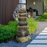 32.2in Stacking stones Garden Statues, Welcome Signs in Five Languages