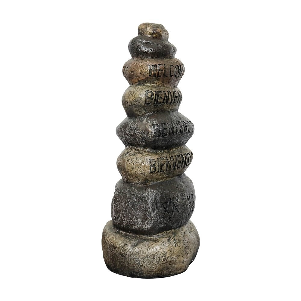 32.2in Stacking stones Garden Statues, Welcome Signs in Five Languages