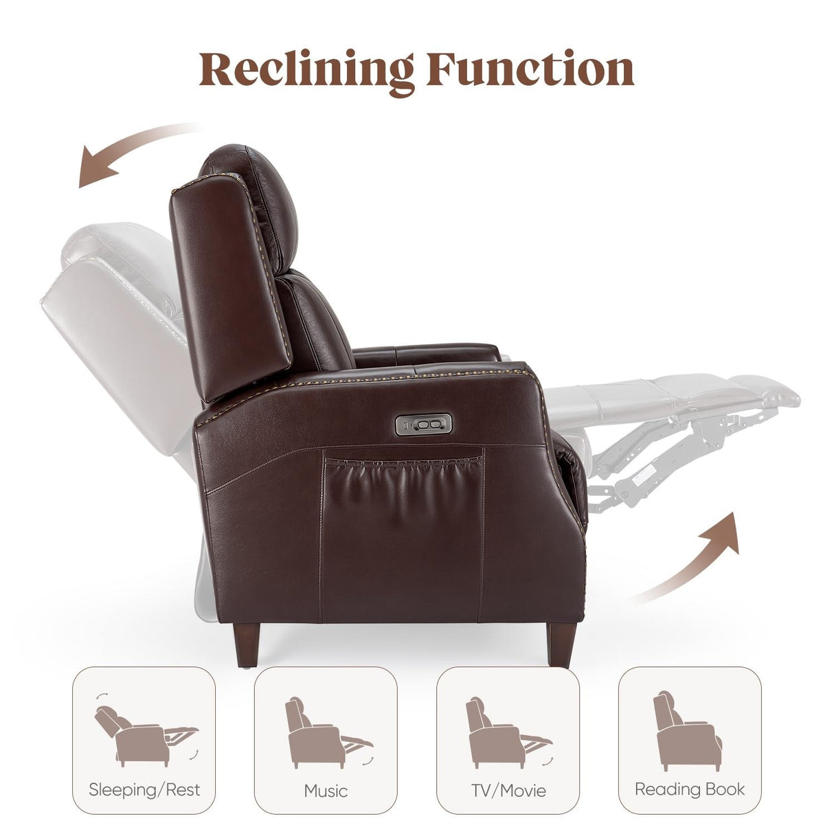 32.7" Wide Genuine Leather Recliner Power Club Recliner