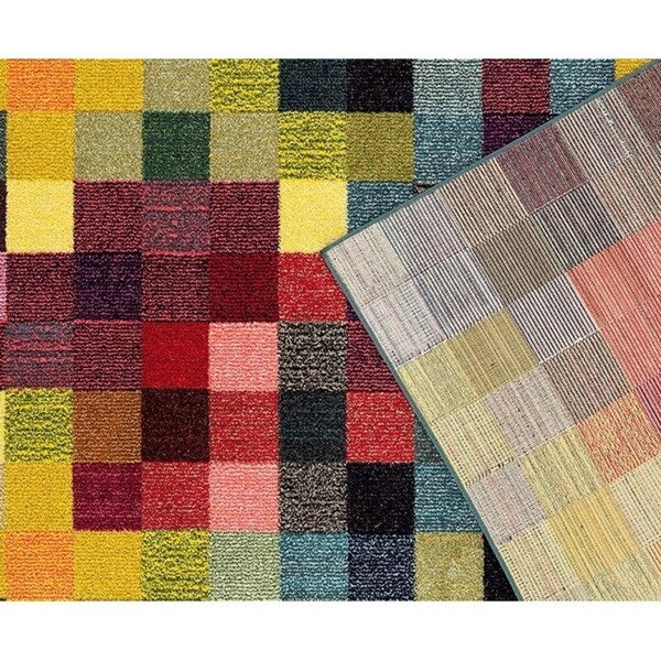 328 Checkered Multi Colored 5 x 7 Area Rug - 5'2" x 7'2"