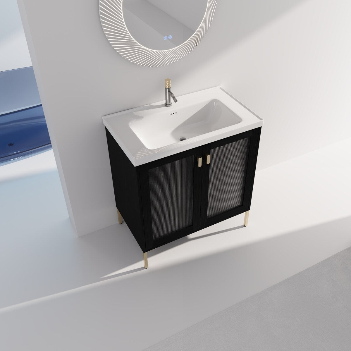 32Inch Freestanding Bathroom Vanity Plywood With Ceramic Sink, Soft Closing Door