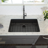 32" Undermount Kitchen Sink Black Single Bowl Sink - 32"x19"